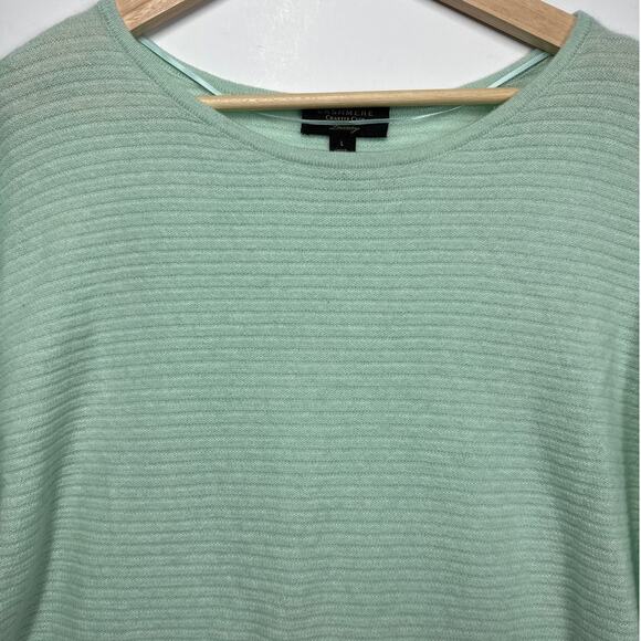 Charter Club Luxury 100% Cashmere Relaxed Fit Sweater Top Mint Green Gray Size L - Picture 2 of 10